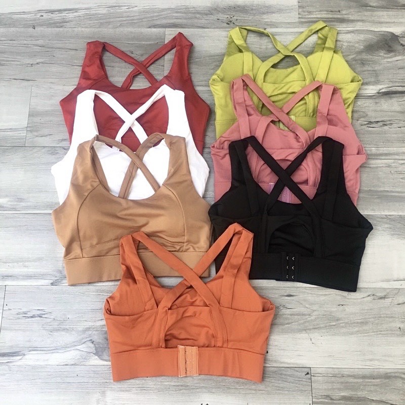 Áo Bra Tập Gym Yoga Nữ Sẵn Mút Đan Dây Cài Sau Nâng Giữ Ngực Tốt