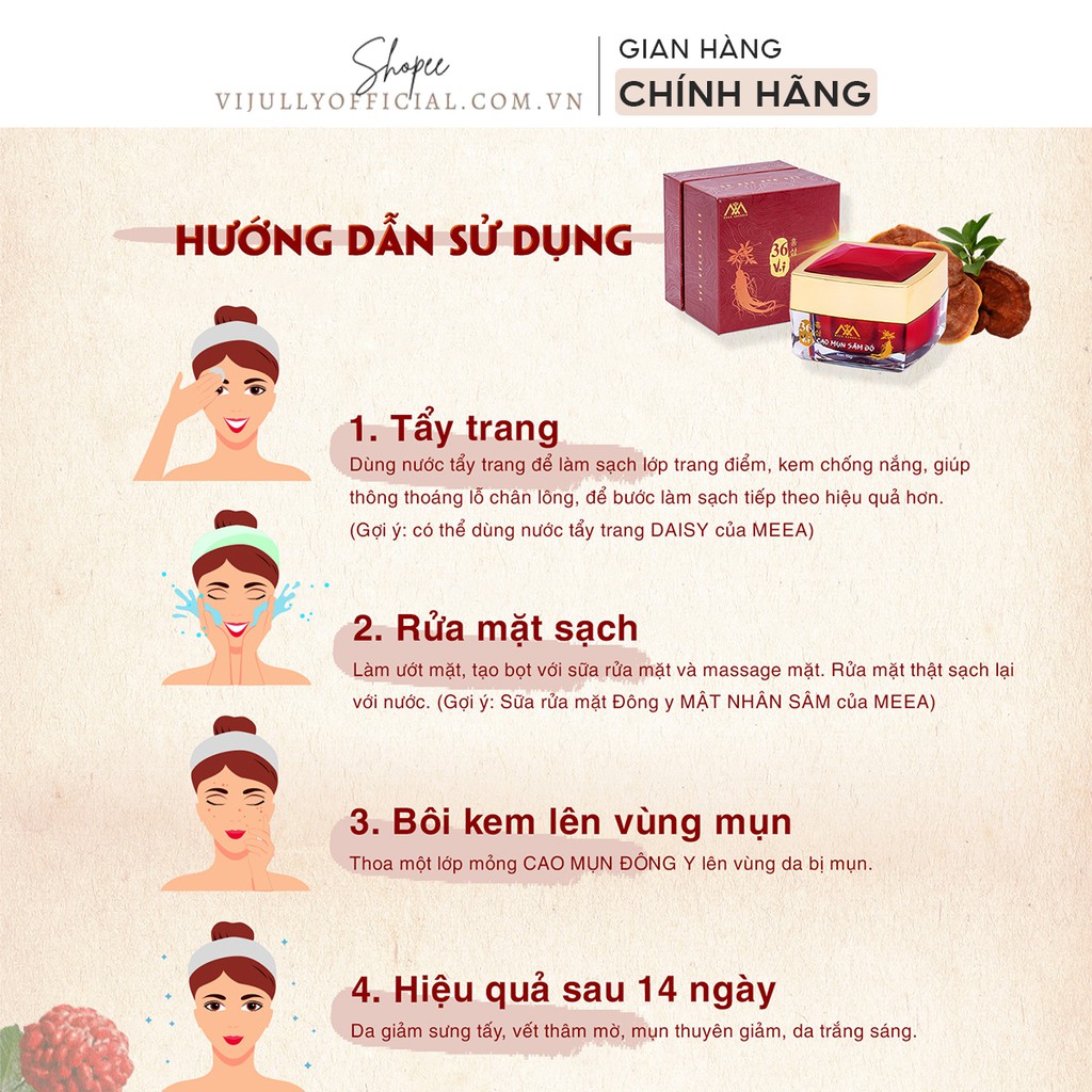 Kem dưỡng cao sâm đỏ Meea giảm mụn mờ thâm hàng chính hãng 5g/15g