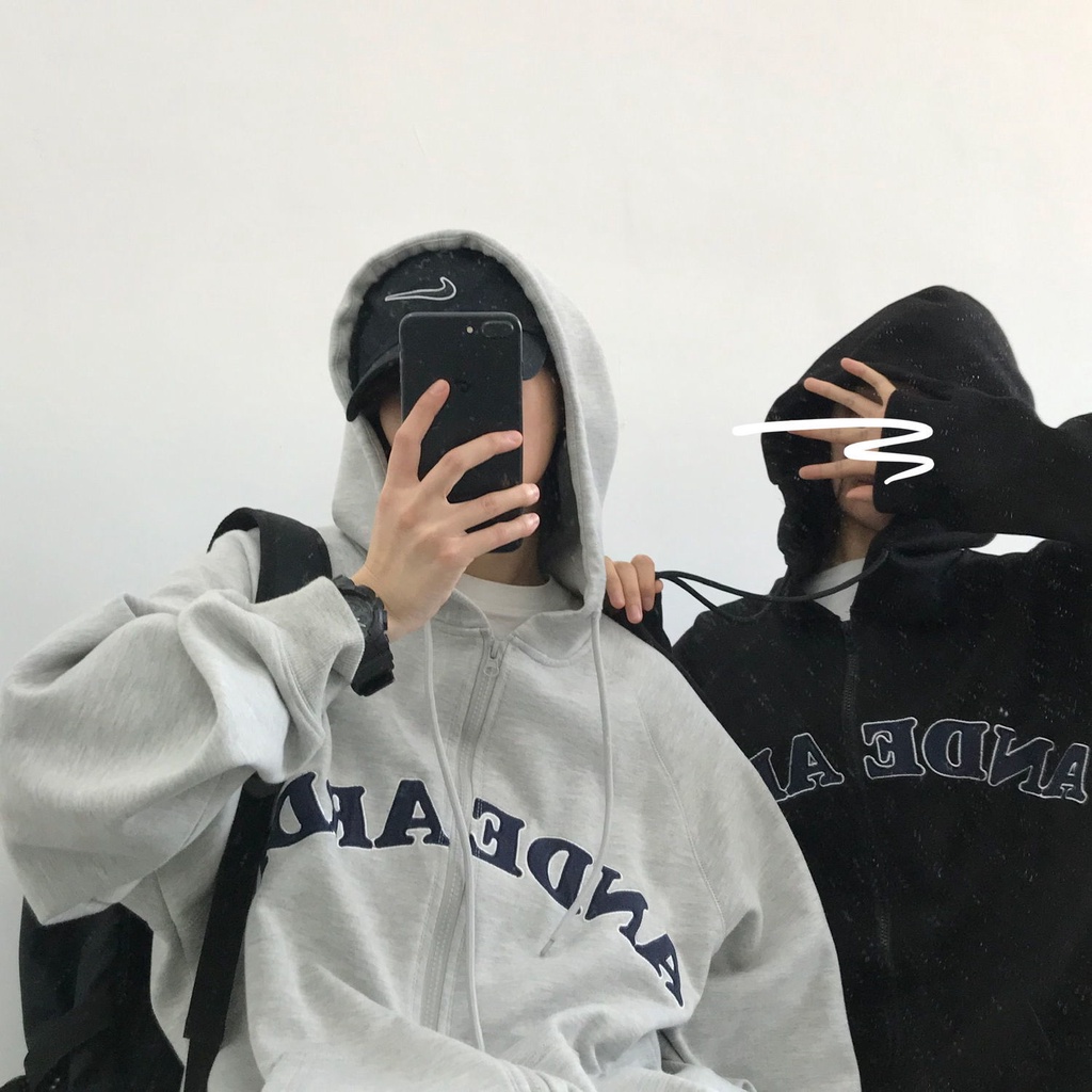 Áo Khoác Hoodie Dáng Rộng Phối Khóa Kéo Kiểu Retro Nhật Bản Cá Tính Cho Nam Và Nữ