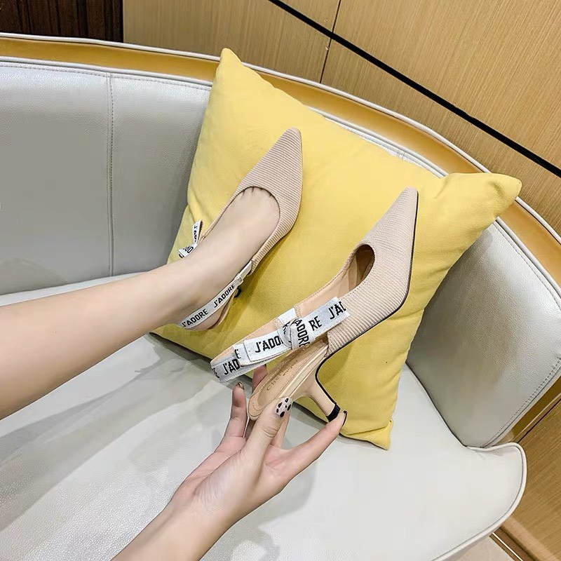Guốc cao gót 5 phân vải tăm cao cấp 2 màu