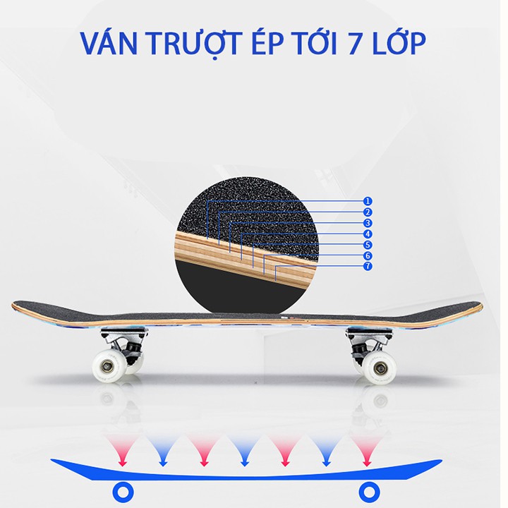 Ván trượt thể thao, ván trượt trẻ em skateboard mặt nhám bánh có đèn flast phát sáng