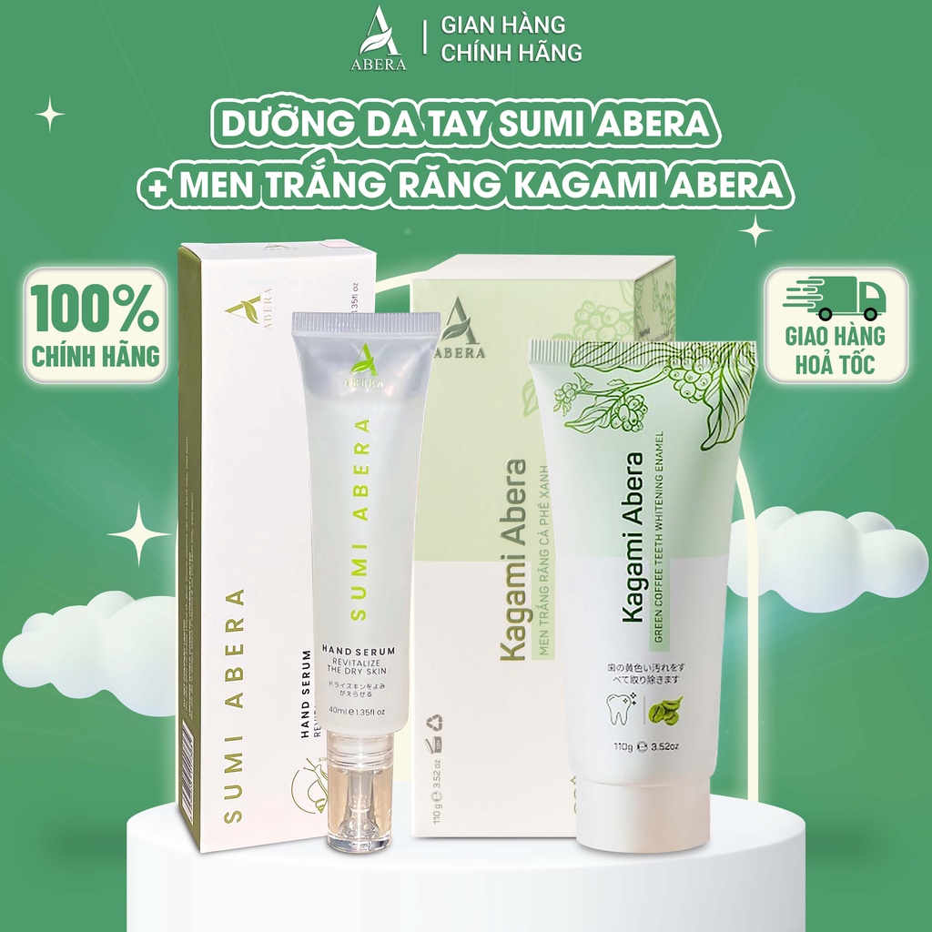 Combo 1 Men trắng răng Kagami Abera và 1 Serum dưỡng da tay Sumi Abera