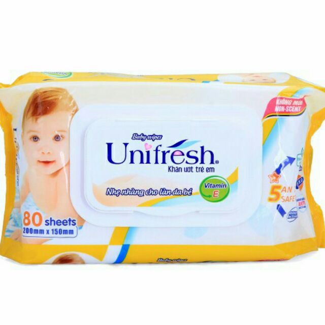 Combo 10 khăn ướt Unifresh 80 miếng (Xanh,vàng)