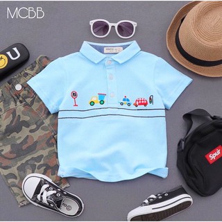Mcbb 7-23 kg 100% vải cotton áo thun bé trai tay ngắn polo áo phông cho bé trai có cổ trụ áo trẻ em