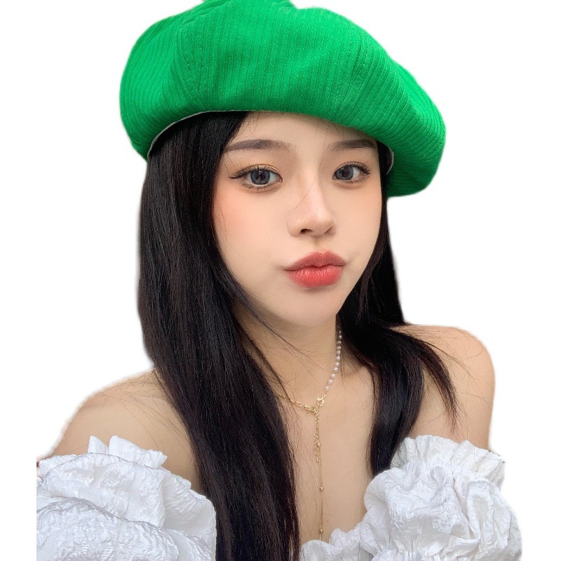 Mũ Beret Họa Tiết Sọc Thời Trang Retro Nhật Bản Cho Nữ