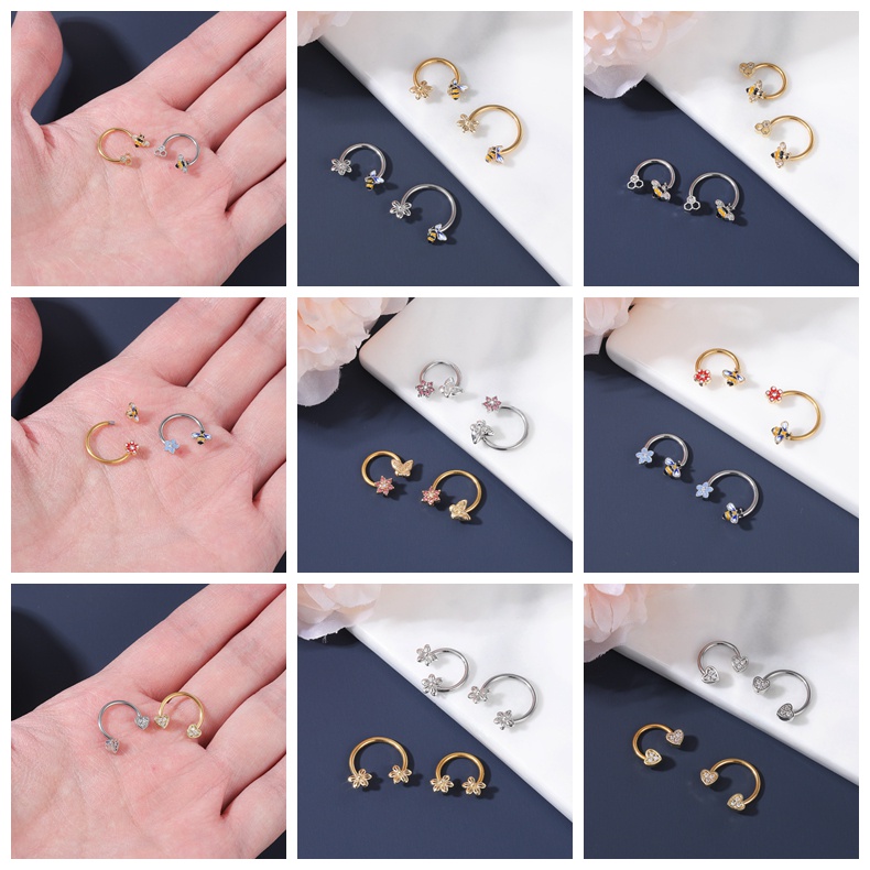 1 Khuyên Mũi Thép Không Gỉ 16G Hình Móng Ngựa