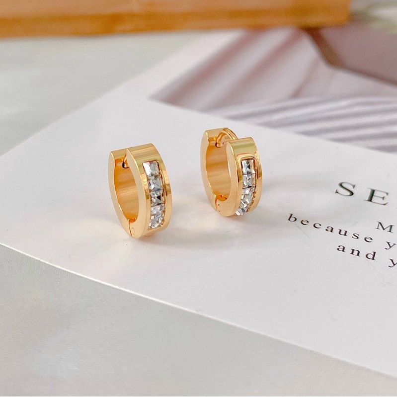 Bộ Trang Sức Nữ Vòng Tay Và Bông Tai Titan Không Rỉ Đính Đá Nhân Tạo TT 4098