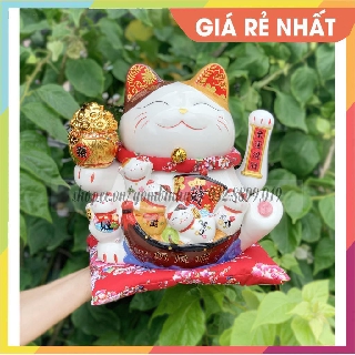 [THẦN TÀI THUẬN BUỒM XUÔI GIÓ] Mèo vẫy tay gốm sứ cao cấp - chiêu tài dùng pin hoặc dùng điện chất lượng!