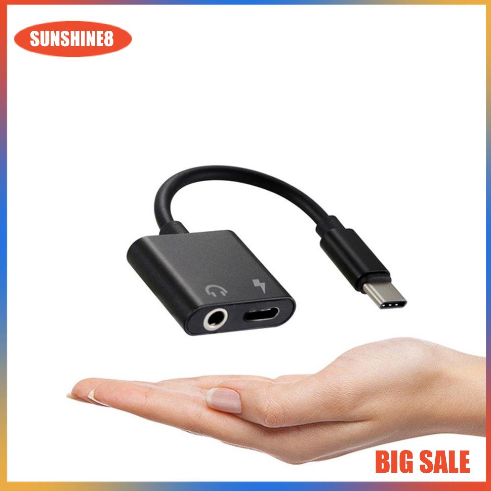 【SUN】[NEW]USB C to Jack 3.5 Type C Cable Adapter 2-in-1 Type C 3.5mm Earphone Converter