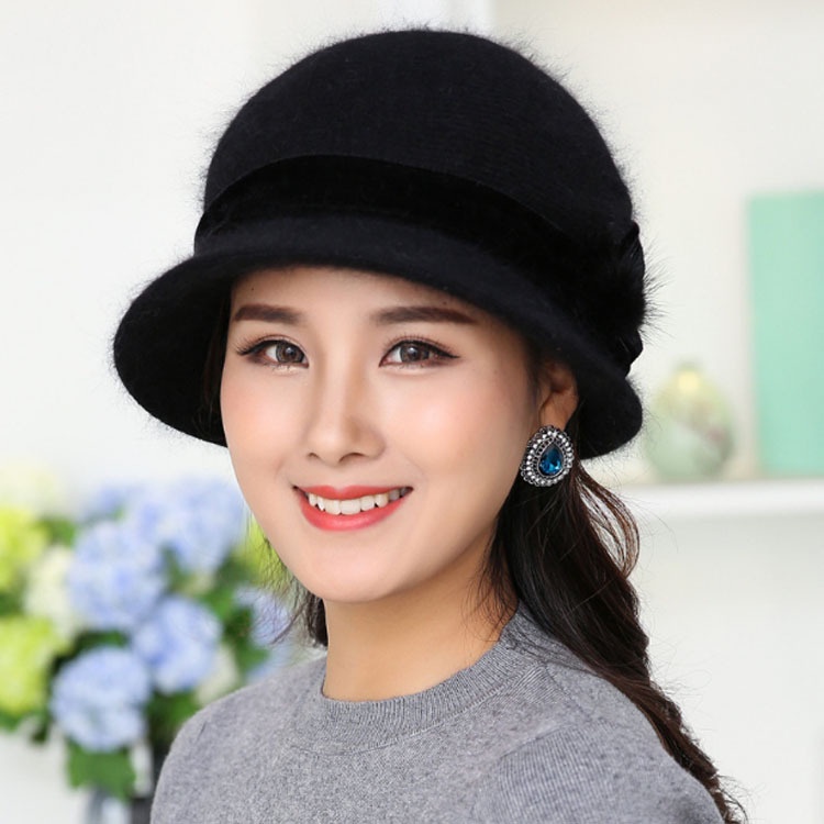 Mũ len giữ ấm mùa thu đông thời trang cho phụ nữ trung niên
