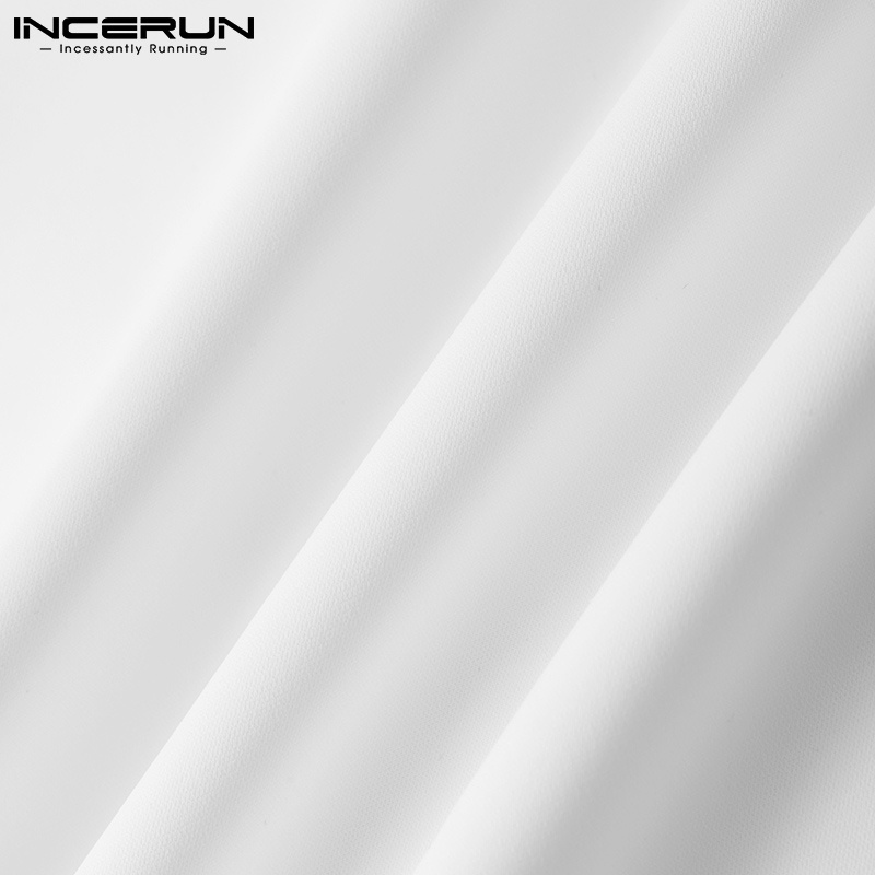 Áo thun INCERUN dài tay dáng rộng xẻ tà bên hông phối khóa thời trang cho nam