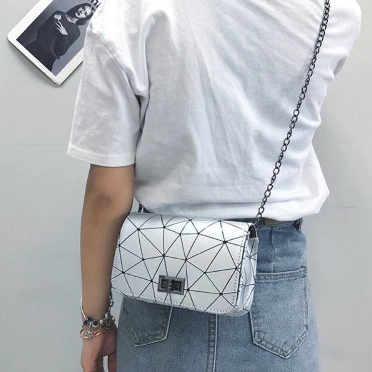 Túi Đeo Vai Hình Vuông Cỡ Nhỏ Họa Tiết Vân Kim Cương Phong Cách Hàn Quốc Thời Trang Cho Nữ