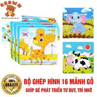 Tranh ghép hình 16 miếng bằng gỗ giúp trẻ thông minh
