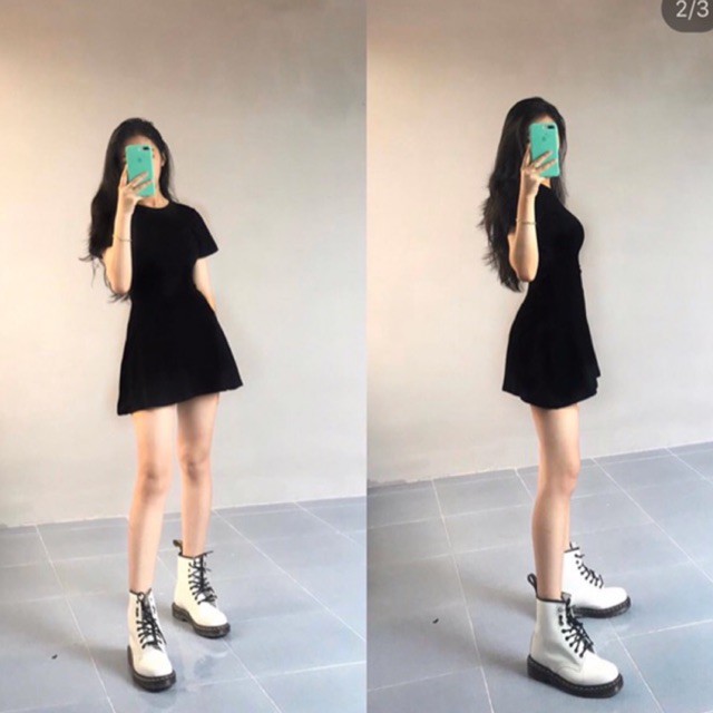 ĐẦM ĐEN THUN DÀY DÁNG XOÈ BASIC