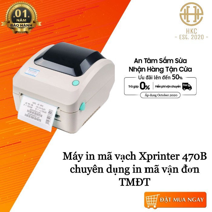 Máy in mã vạch Xprinter 470B chuyên dụng in mã vận đơn TMĐT