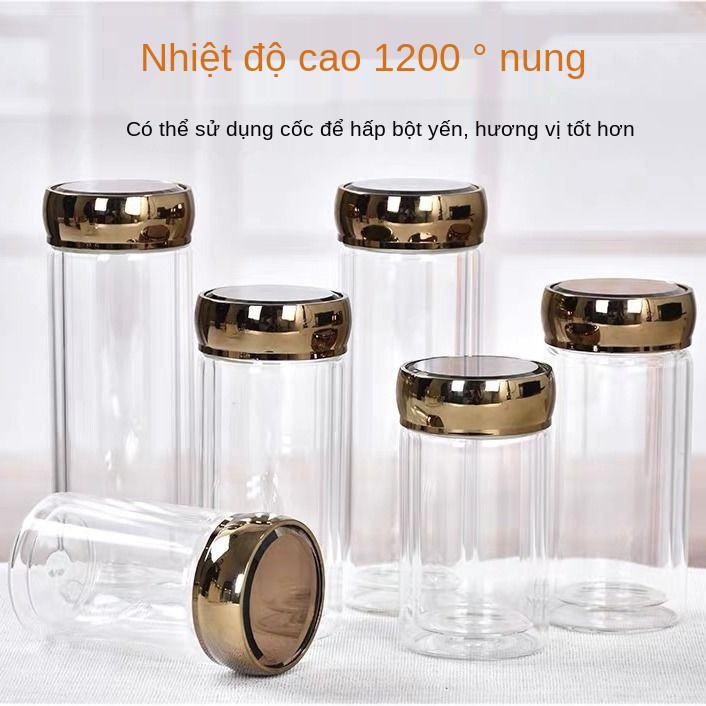 Nước yến khuyến mại đóng chai gia dụng kín không chì thủy tinh chịu nhiệt cao chì, lọ mật ong kín, nhỏ hầm tươi