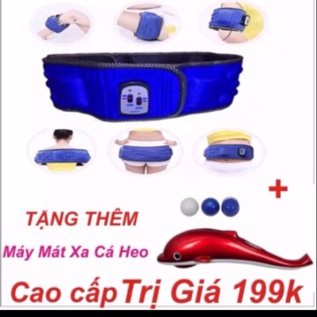Đai massa đặc trị vùng bụng X5 giảm mõ bụng hiệu quả +Tặng máy masssa cá heo mini