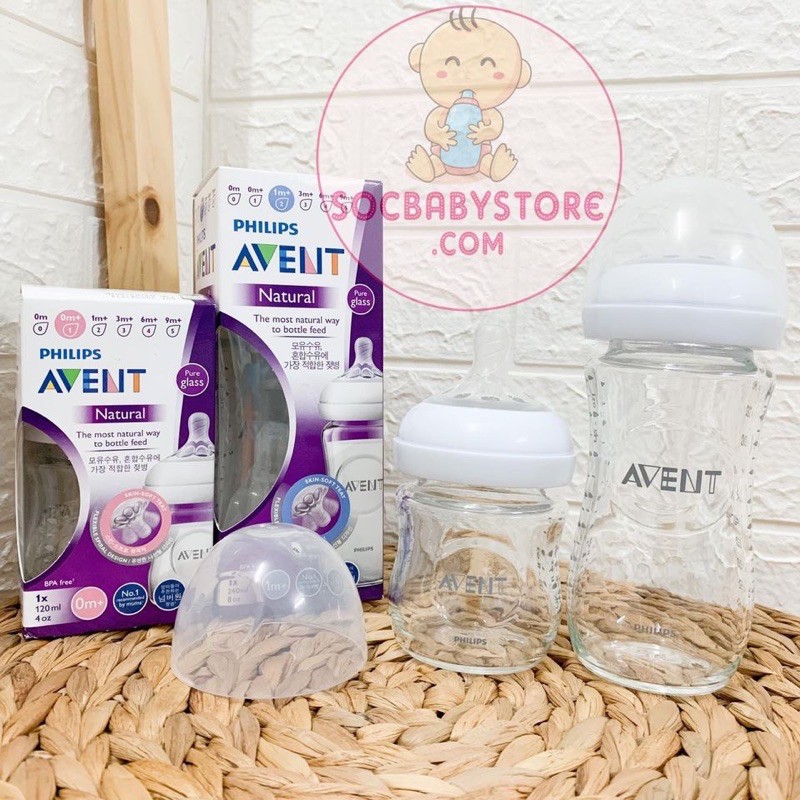 Bình sữa thuỷ tinh Philips Avent 120ml / 240ml - Chính hãng Vạn An