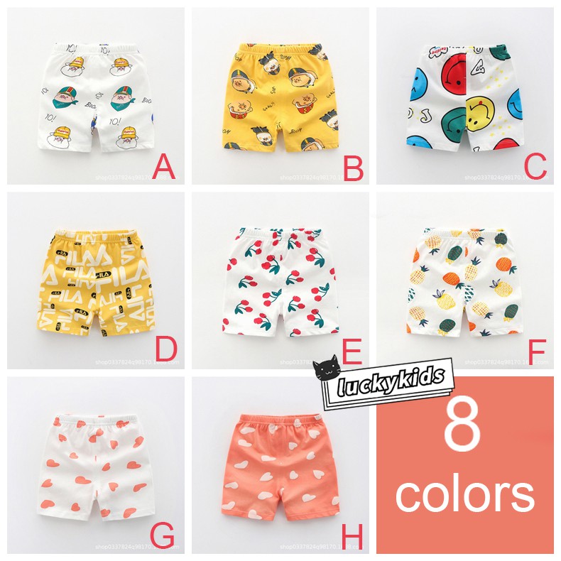 Quần Short Cotton In Họa Tiết Trái Cây / Động Vật Hoạt Hình Dễ Thương Thời Trang Mùa Hè Cho Bé