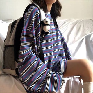 [HÀNG ORDER] Áo pull dài tay kẻ ngang form rộng
