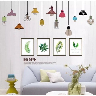 Decal dán tường Đèn dây thả + Khung ảnh