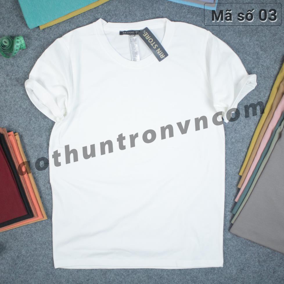 Áo thun trơn cotton 4 chiều mặc mát ngắn tay cổ tròn RIN STORE màu trắng phom basic suông rộng 💕