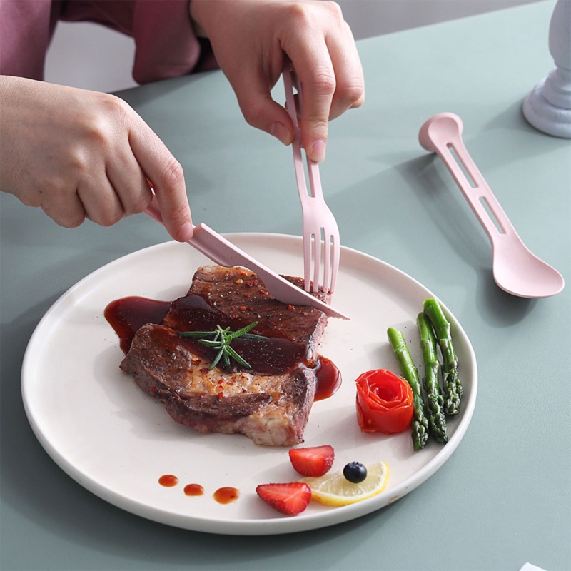 Bộ Muỗng Nĩa 3 Trong 1 Bằng Sợi Lúa Mì Dành Cho Bé Sơ Sinh