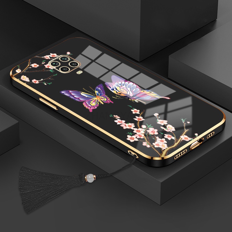 ốp lưng Redmi note 9 pro Redmi note 9s Ốp Điện Thoại Silicon Họa Tiết Bươm Bướm Kèm Dây Đeo Cho Redmi note 9 pro Redmi note 9s
