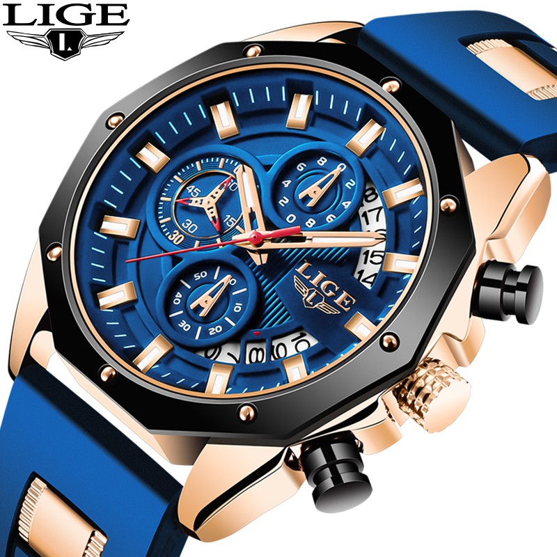 Đồng Hồ Thể Thao Lige Với Chuyển Động Thạch Anh Cùng Dây Đeo Silicon Không Thấm Nước Sang Trọng Cho Nam | BigBuy360 - bigbuy360.vn