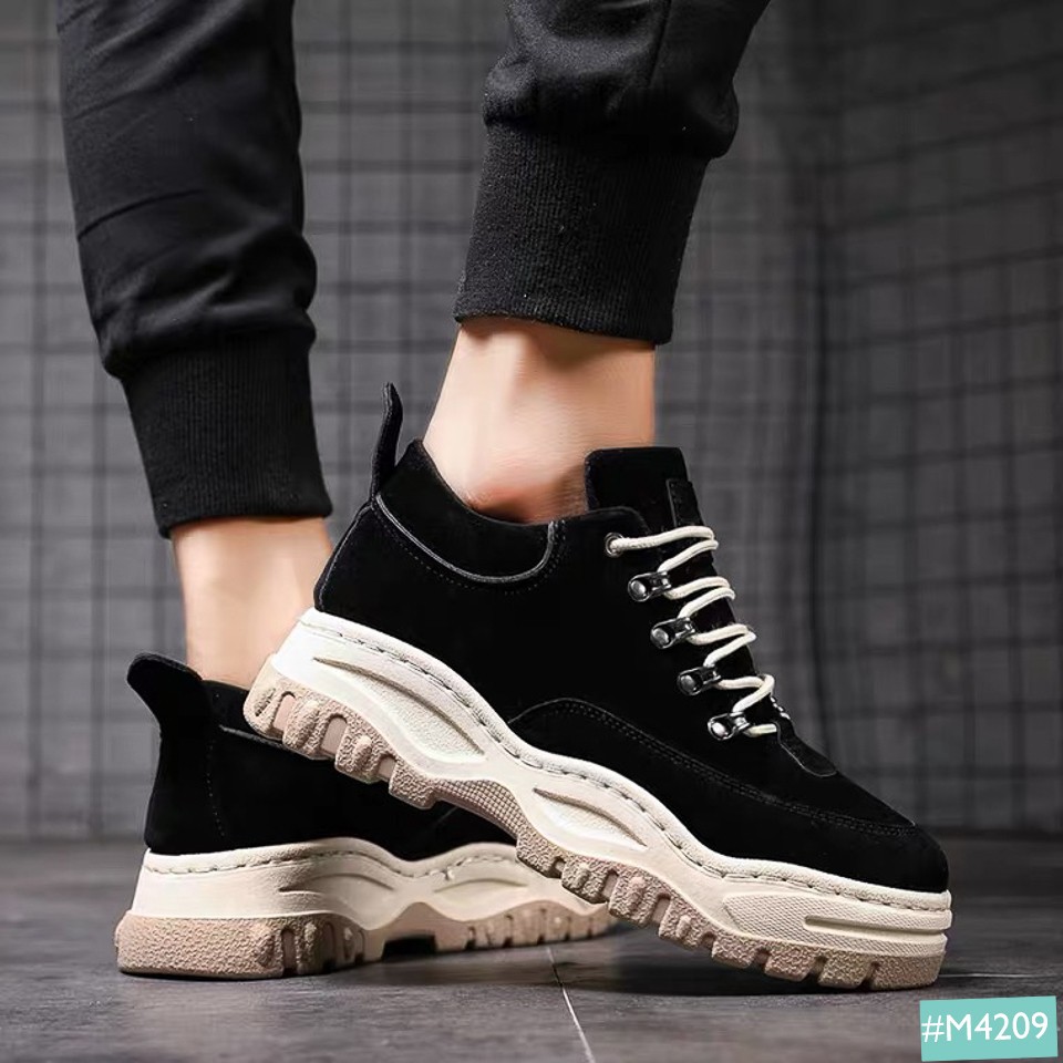 nam sneaker Giày Sneaker Độn Đế Tăng Chiều Cao Nam MINSU Platform M4209, Giày Thể Thao Hàn Quốc Đế Độn Da Lộn Ngầu Khi M