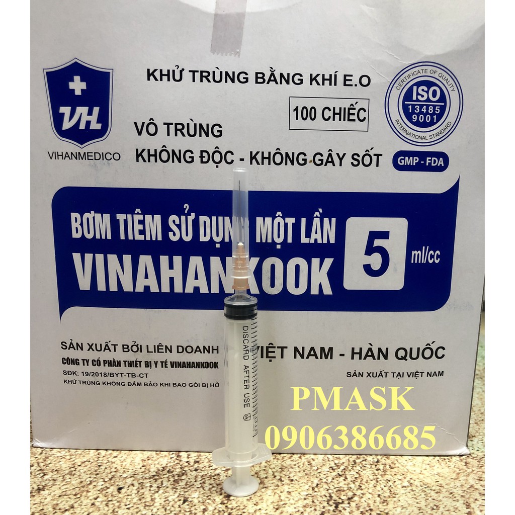 Combo 5 Ống Bơm Tiêm Sử Dụng Một Lần Vinahankook 5ml/cc