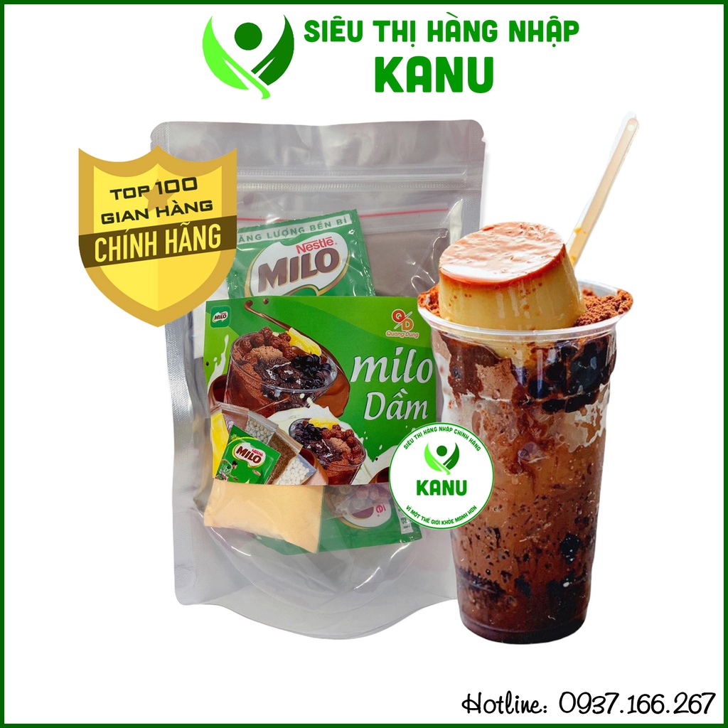 Set Nguyên Liệu nấu Milo Dầm Trân Châu Pudding 400g, đồ ăn vặt Sài Gòn ngon rẻ