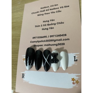 ( Nailbox ) Móng úp thiết kế - Đen Trắng