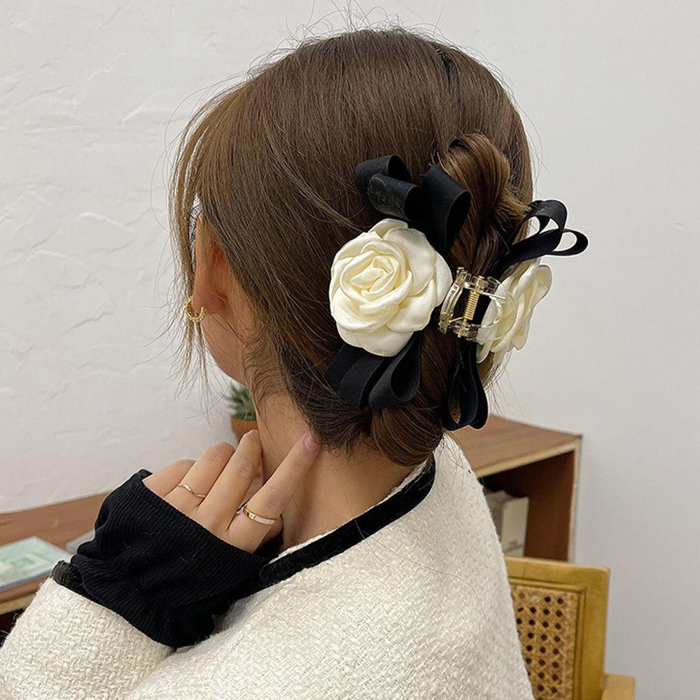 Kẹp Tóc Đuôi Ngựa Hình Hoa Trà Ngọt Ngào Phong Cách Vintage Hàn Quốc Cho Nữ Giá Đỡ