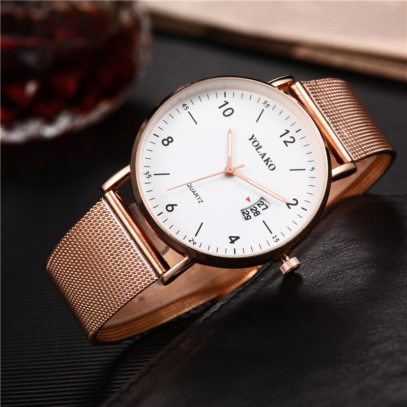 ZOLFA Simple Rose Gold Calendar Ladies Quartz Wrist Watches Classic Black Mesh Belt Analog Womens Watch Round Ultra-Thin Lady Gift Clocks Đồng hồ nữ