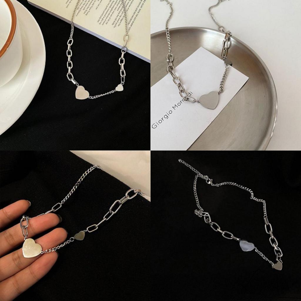Vòng cổ choker dây xích mặt hình trái tim cho nữ