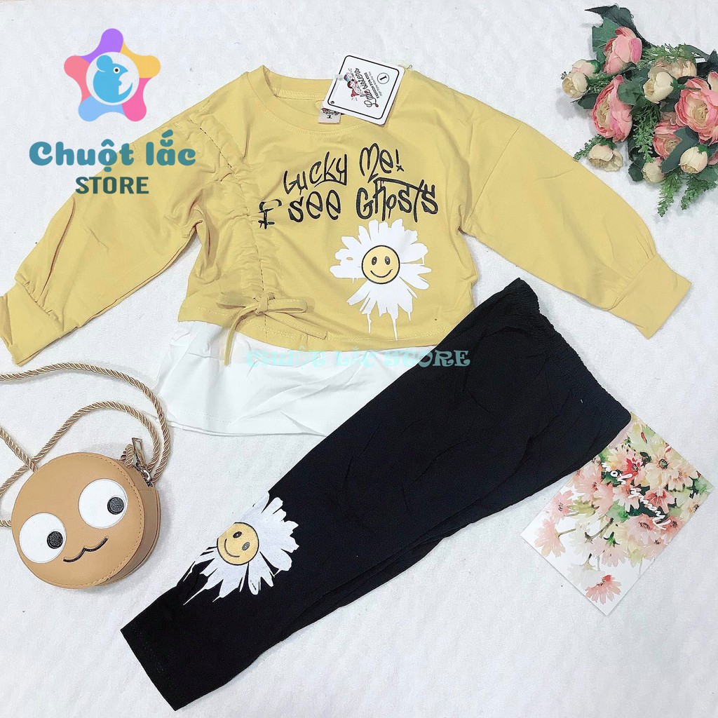 Đồ Bộ Cho Bé Gái Chuột Lắc Store Hình Hoa Cúc Chất Cotton 4 Chiều Cho Bé Từ 1 Tuổi Đến 7Tuổi