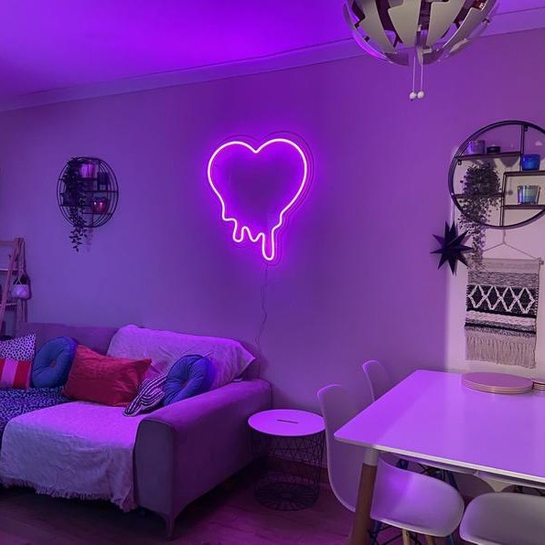 Đèn trang trí led Neon sign hình trái tim tan chảy | Đèn neon trang trí phòng ngủ, treo tường