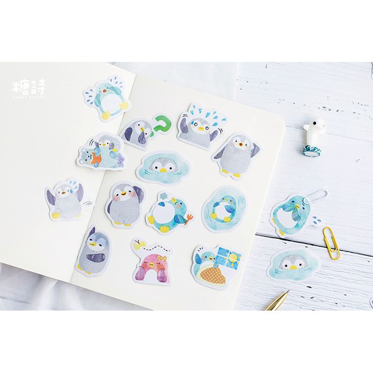 Bộ 46 Sticker Chim Cánh Cụt Hàn Quốc dán trang trí E61
