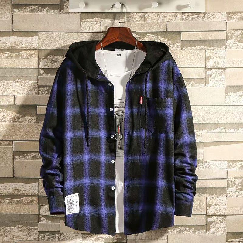 Áo Khoác Có Nón Dáng Rộng Họa Tiết Sọc Caro Thời Trang Cho Nam Và Nữ