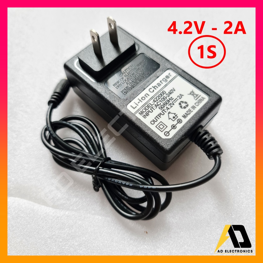 Adapter Sạc Pin lion lithium 1S 2S  3S 4S 5S  4.2V 8.4V 12.6V 16.8V 21V - 2A, Dòng sạc thực < 1Ampe, Có Đèn Báo Đầy