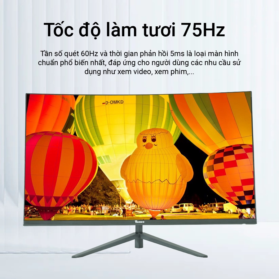 Màn hình máy tính cong Full Viền - 27 inch 75Hz Tomko T272FC , Mới 100% chính hãng - TOMKO