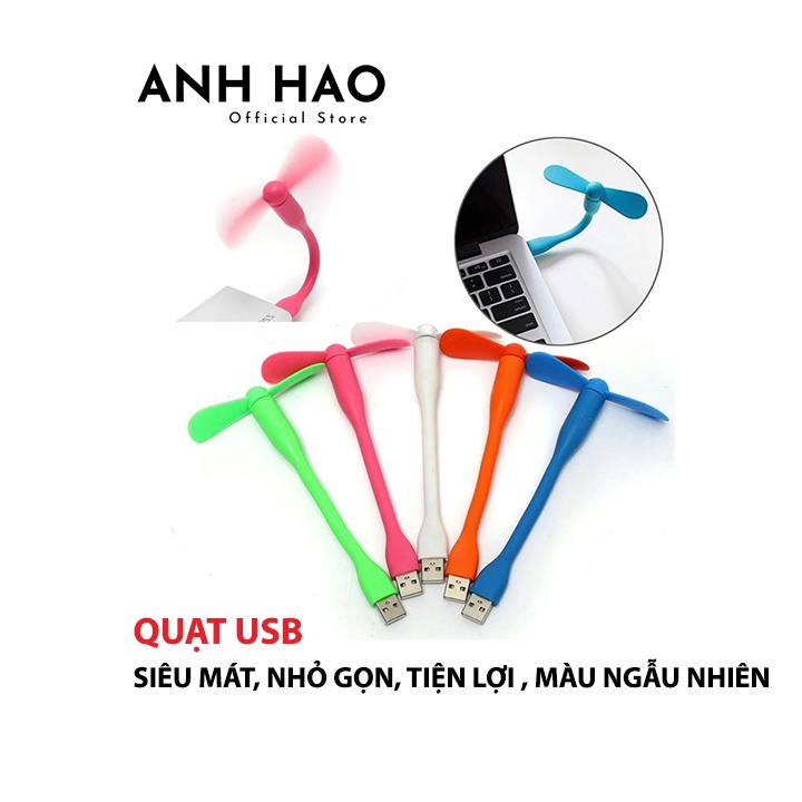 Quạt USB mini 2 cánh rời siêu mát mềm dẻo có thể tháo rời nhỏ gọn tiện lợi cắm laptop, sạc dự phòng