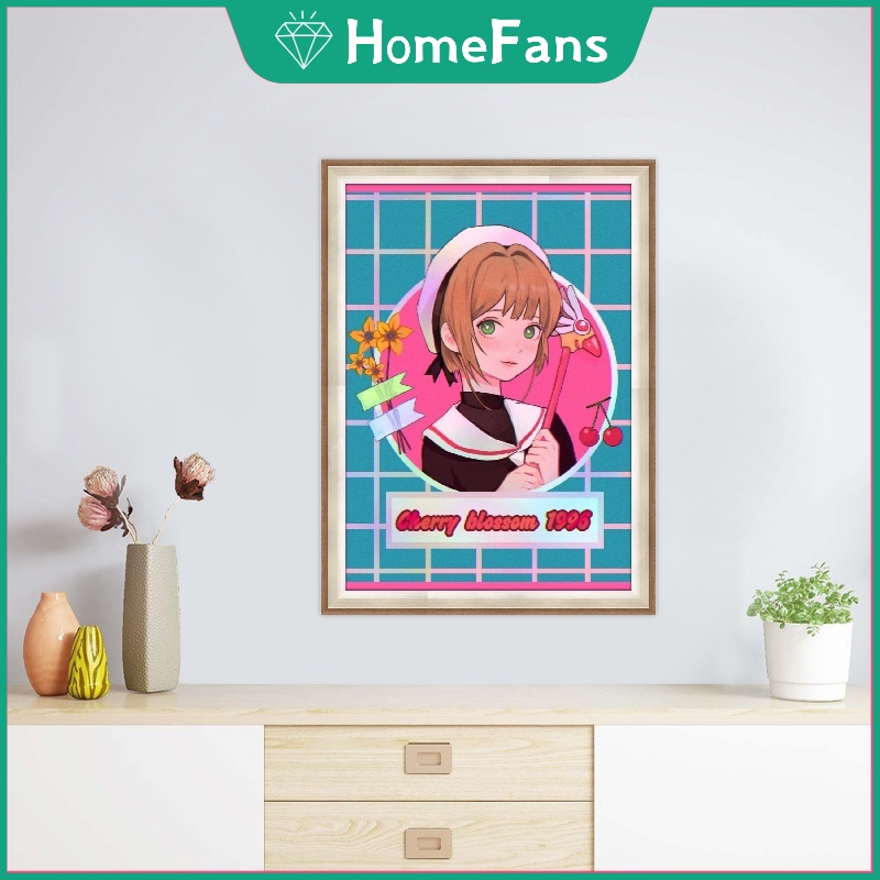 Bộ tranh đính đá 5D họa tiết cô gái hoạt hình độc đáo kích thước 30x40cm diy dùng trang trí