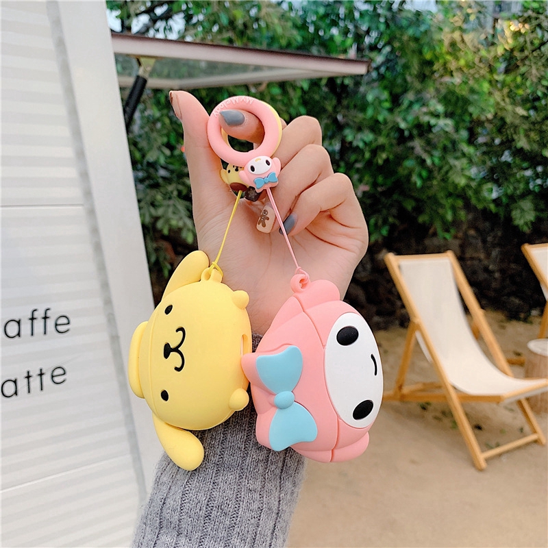Vỏ Bảo Vệ Hộp Sạc Tai Nghe AirPods 1 / 2 / 3 Pro Bằng Silicon Hình Kuromi Pom Pom Purin Melody Dễ Thương