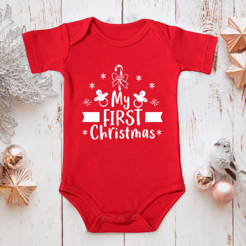 Giáng Sinh Cho Bé Cotton Body Giáng Sinh Đầu Tiên Của Tôi Áo Liền Quần Cho Bé Sơ Sinh Bé Trai Bé Gái Dễ Thương Tập Đi Xmas Quần Áo