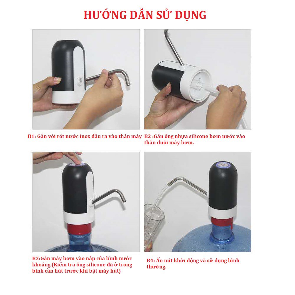 Máy bơm nước điện tử tự động có sạc USB /Máy hút nước thông minh có đèn led, pin sạc