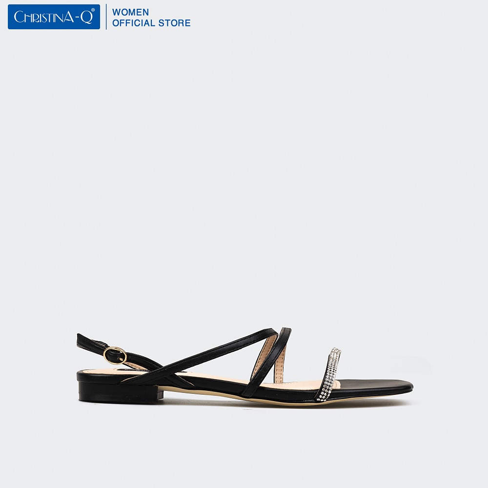 Giày sandals nữ dép sandals quai mảnh đế bệt ChristinA-Q XDB087