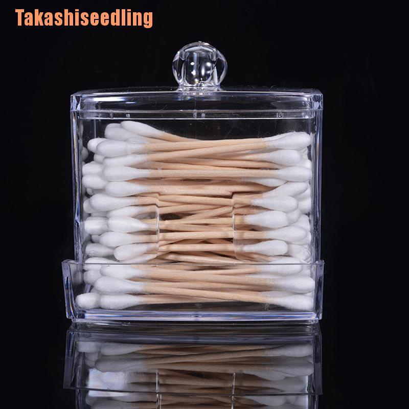 Hộp Nhựa Acrylic Trong Suốt Đựng Tăm Bông Trang Điểm Tiện Dụng