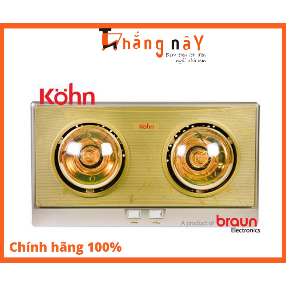 Đèn sưởi phòng tắm 2 bóng Kohn KN02G